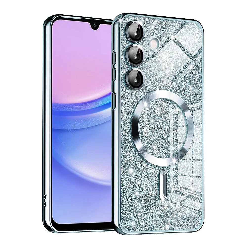 Custodia MagSafe per Samsung Galaxy A15 5G A156 / A15 A155, Techsuit, Luxury Glitter, Blu - immagine 1