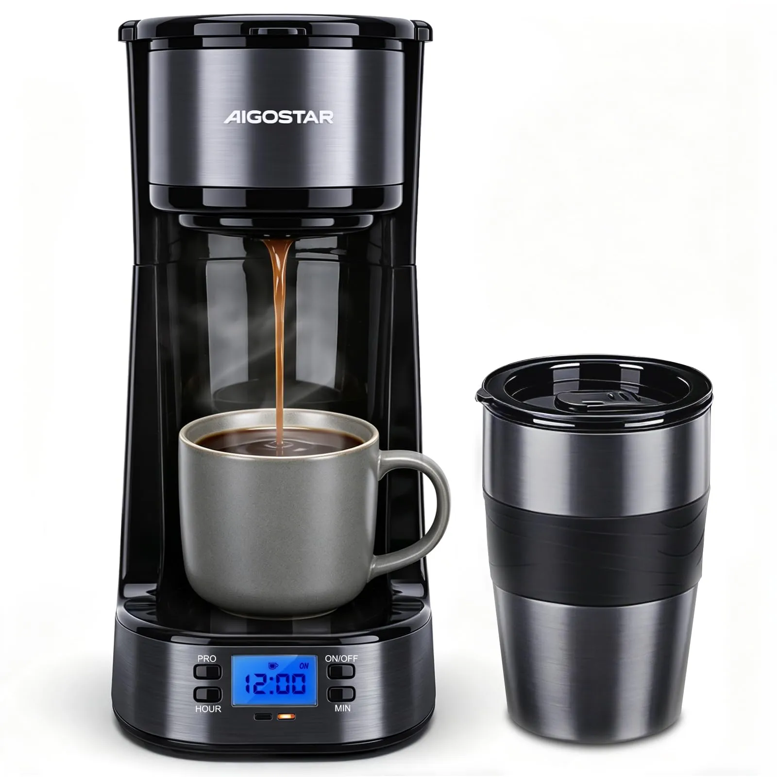 Aigostar Macchina Caffè Americano Programmabile 24H con Tazza Termica 420ml - immagine 1