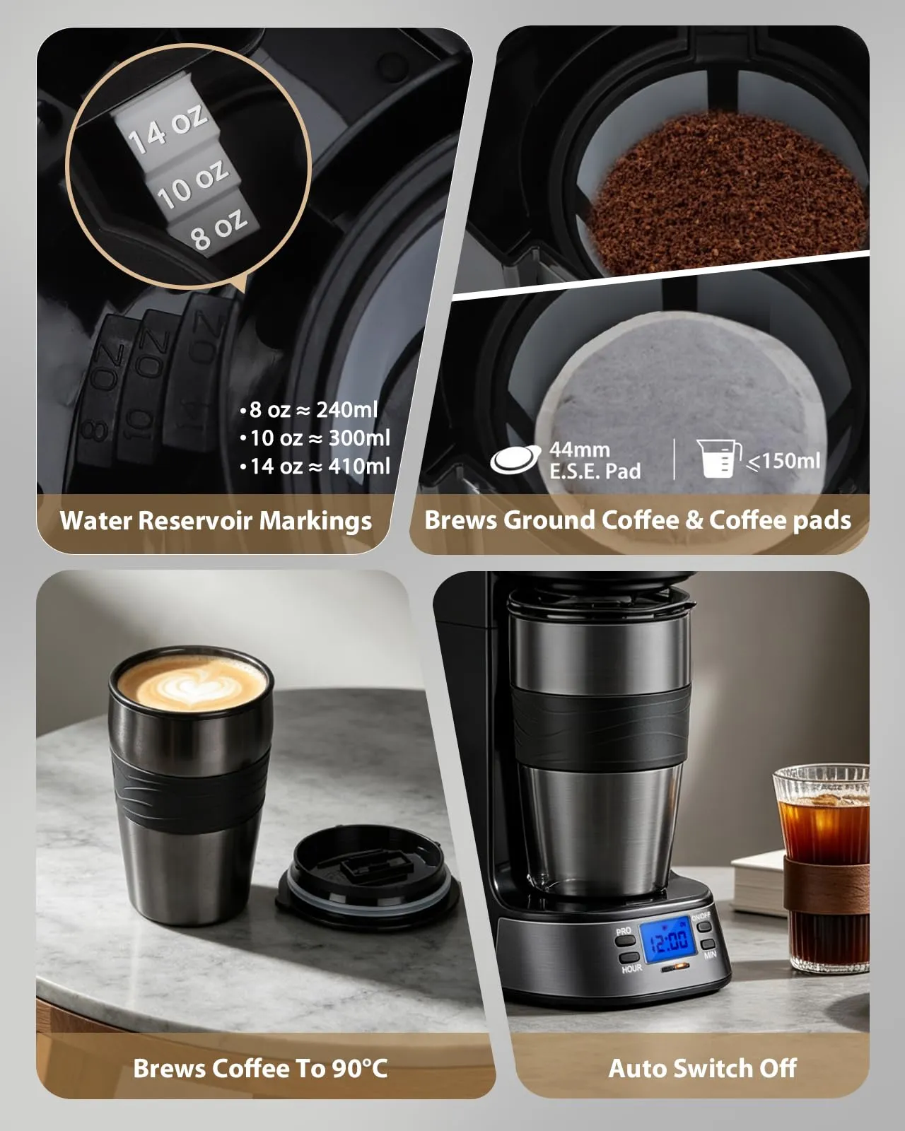 Aigostar Macchina Caffè Americano Programmabile 24H con Tazza Termica 420ml - immagine 8