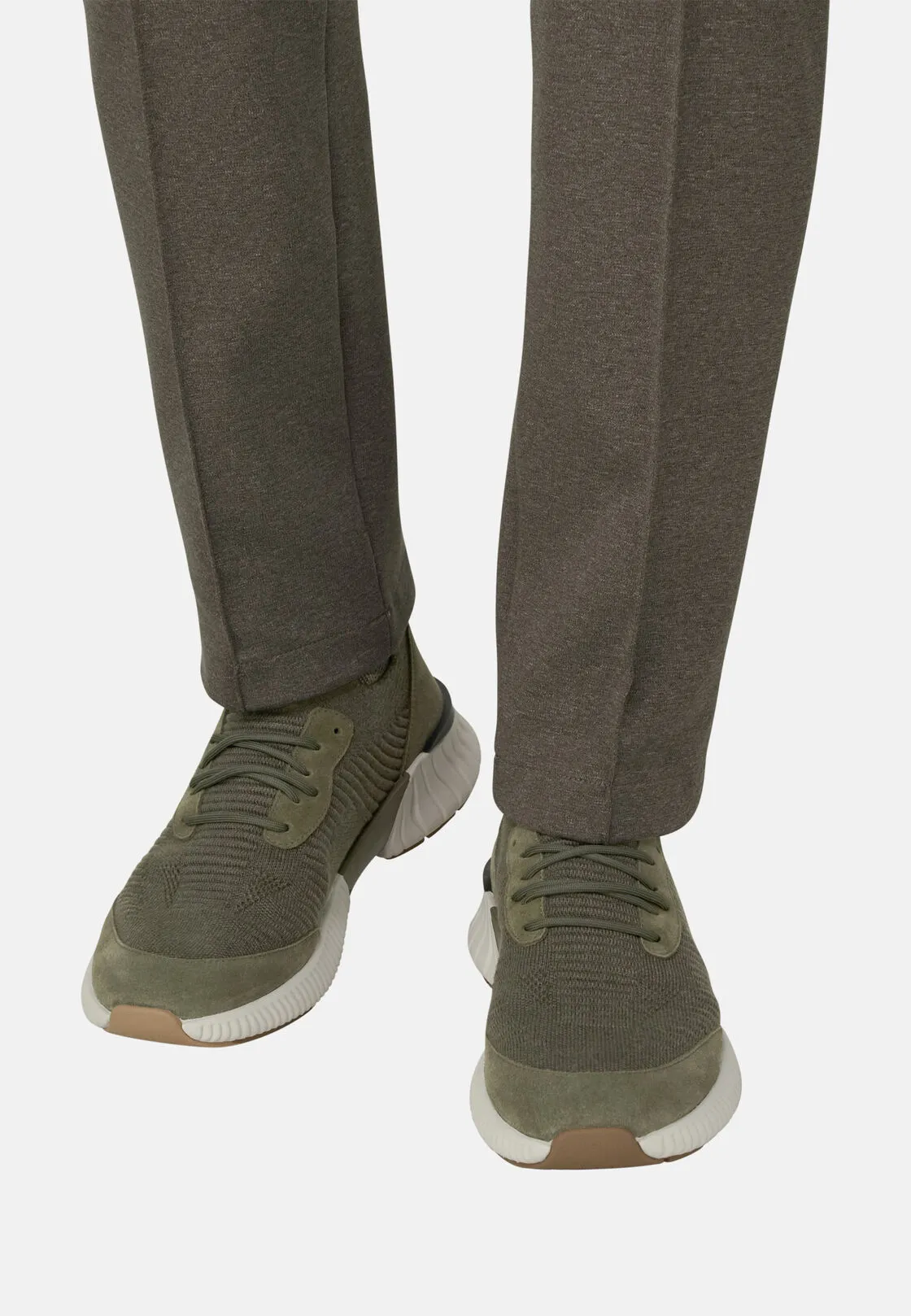 Boggi, Sneakers Willow In Misto Lana, Uomo, Verde, Taglia: 46-12 - immagine 2