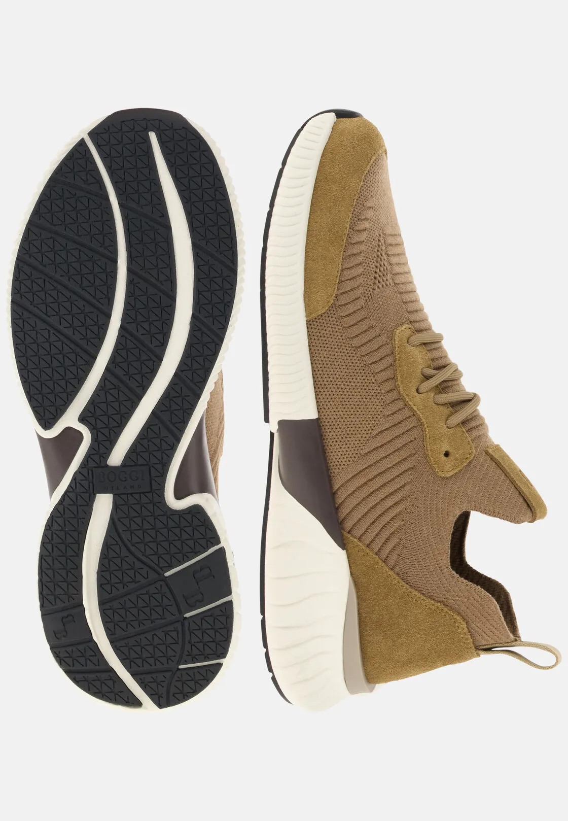 Boggi, Sneakers Willow In Misto Lana, Uomo, Biscotto, Taglia: 43-9 - immagine 4