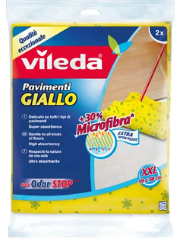 Vileda Panno Pavimento Giallo - Confezione da 2 Pezzi per una Pulizia Efficace - immagine 1