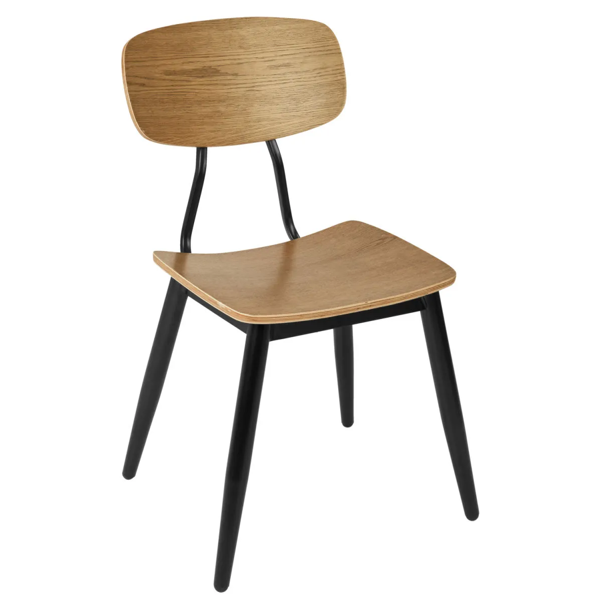 2x VEGA Sedia Scuola; 50x47x85 cm (LxPxH); seduta quercia antica, struttura nero; 2 pz. / Pacco - immagine 1