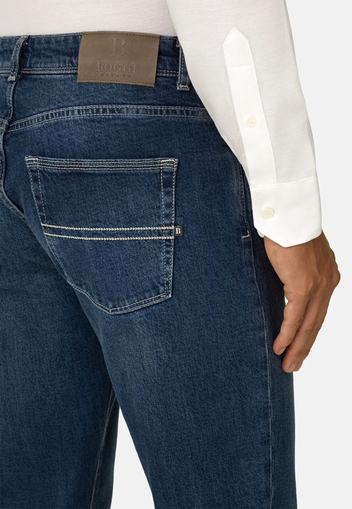 Boggi, Jeans In Denim Elasticizzato Blu Scuro, Uomo, Blu Scuro, Taglia: 40 - immagine 3