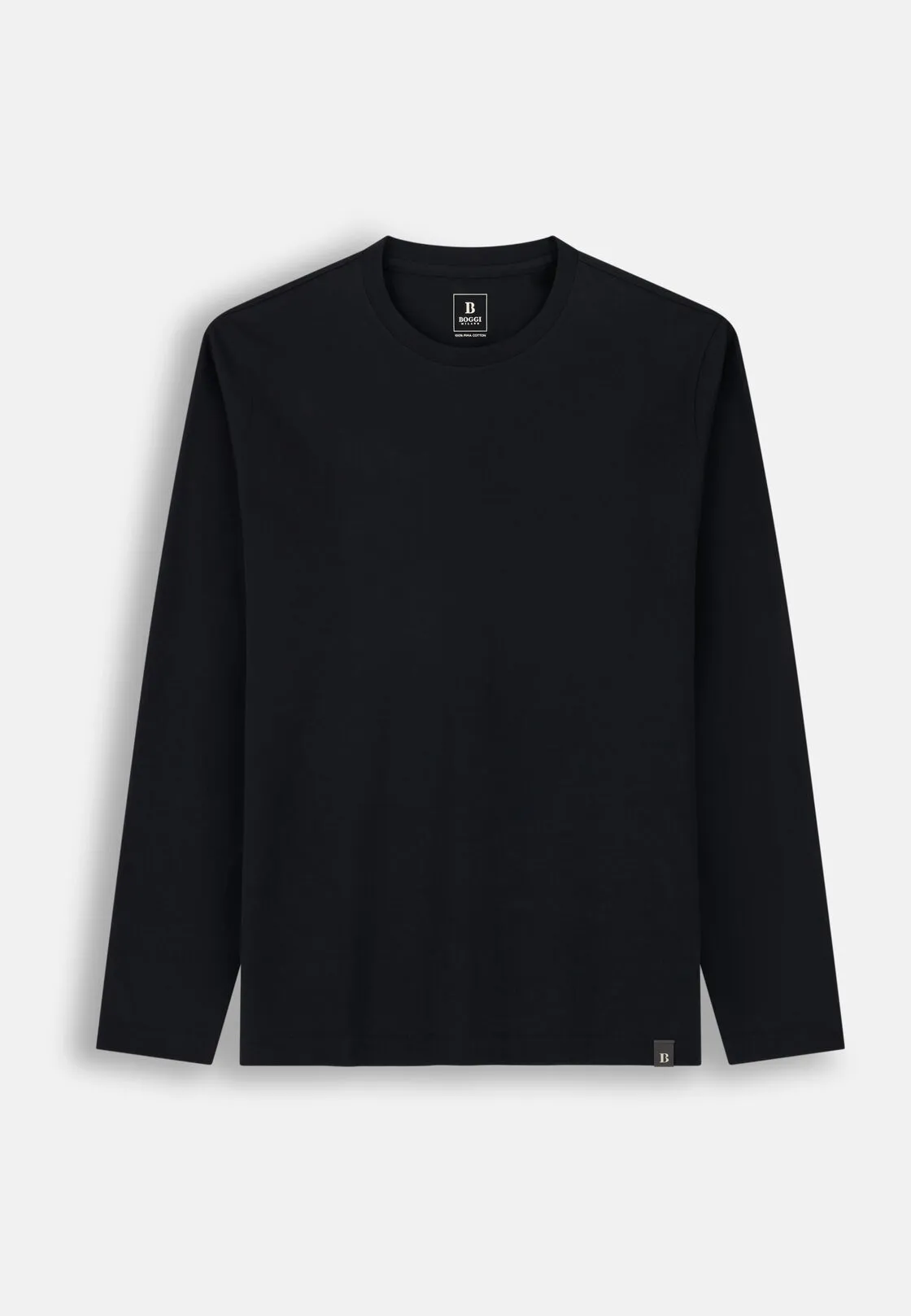 Boggi, T-shirt In Jersey Di Cotone Pima Maniche Lunghe, Uomo, Nero, Taglia: M - immagine 5