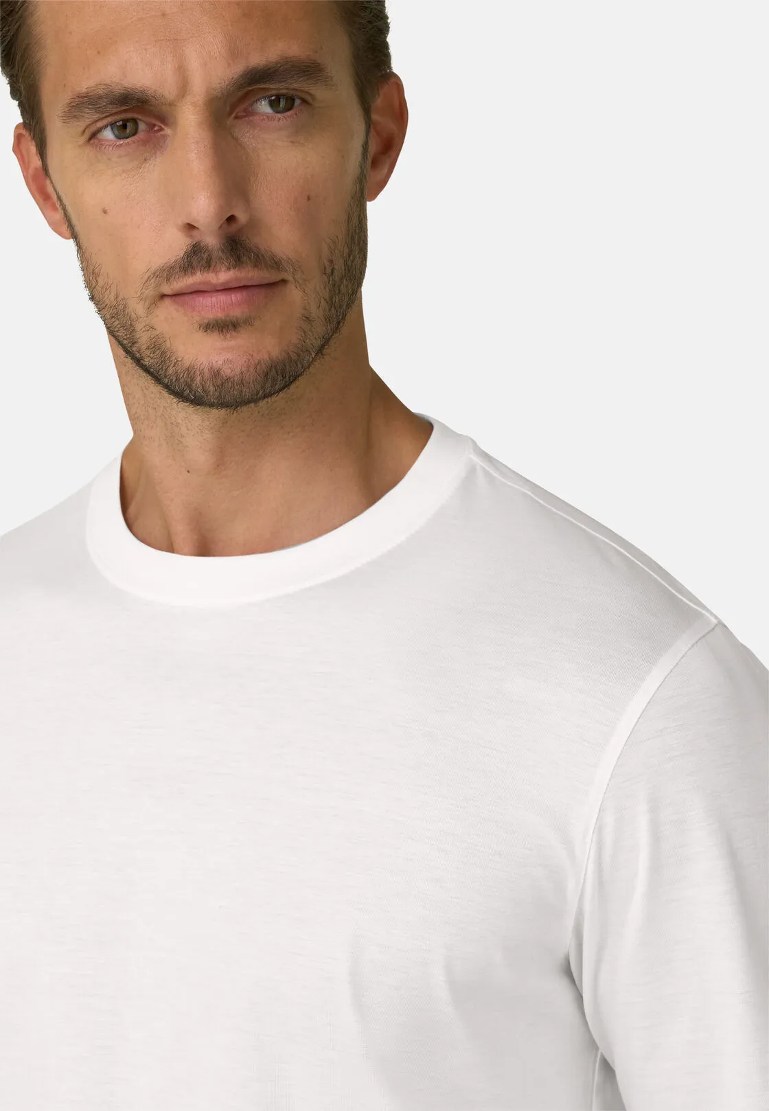 Boggi, T-shirt In Jersey Di Cotone Pima Maniche Lunghe, Uomo, Bianco, Taglia: L - immagine 3