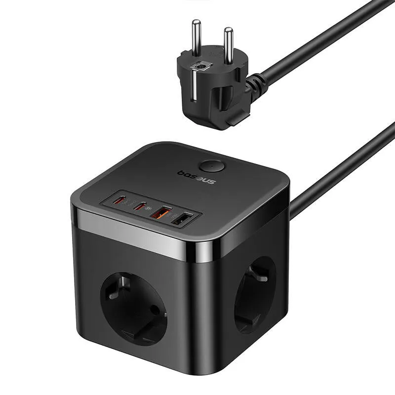 Prolunga Baseus PowerCombo Cube, 3 x Schuko - 2 x USB-A - 2 x USB-C, Nero E00066400117-00 - immagine 1