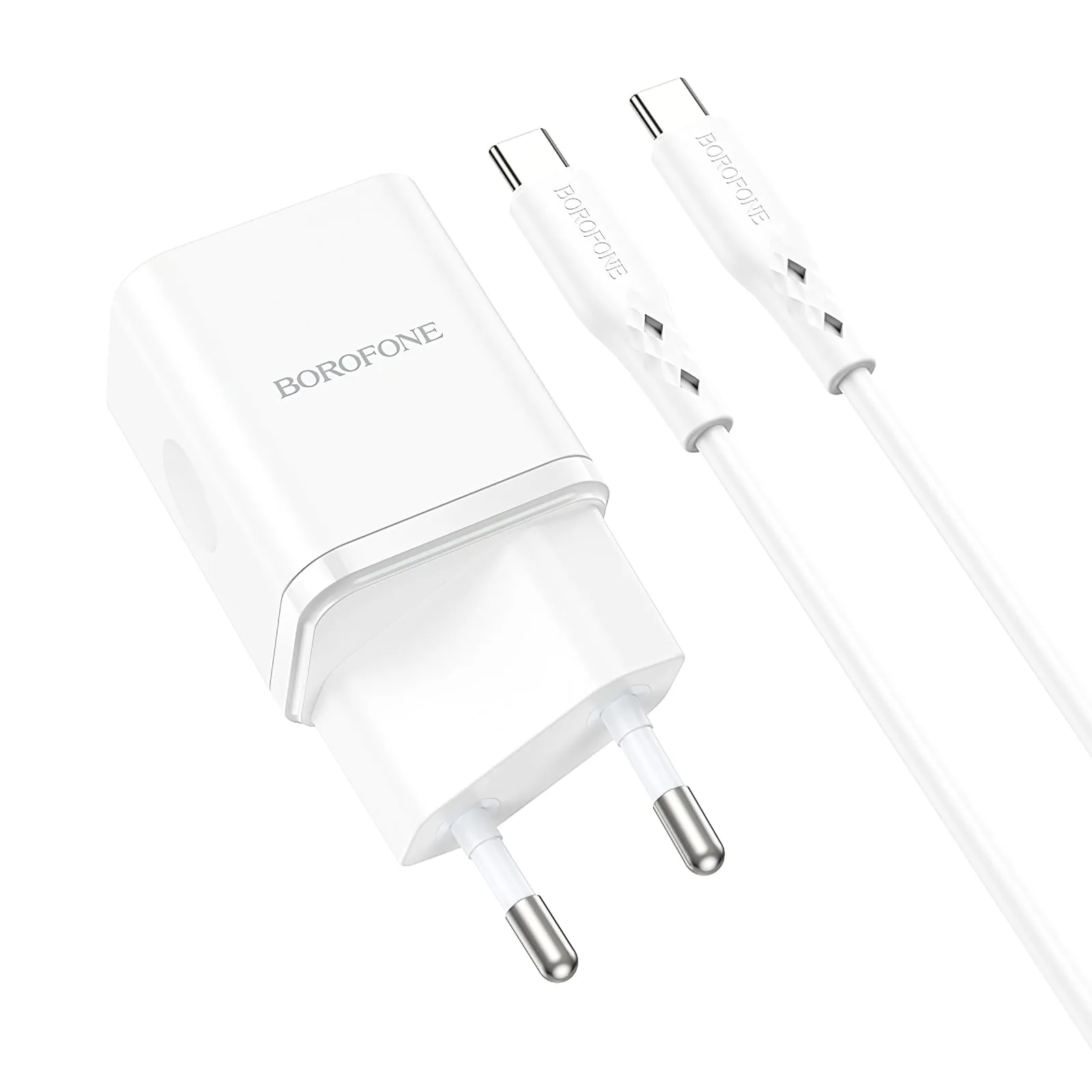 Caricabatterie di rete con cavo USB-C Borofone BN7, 20W, 3A, 1 x USB-A - 1 x USB-C, bianco - immagine 1