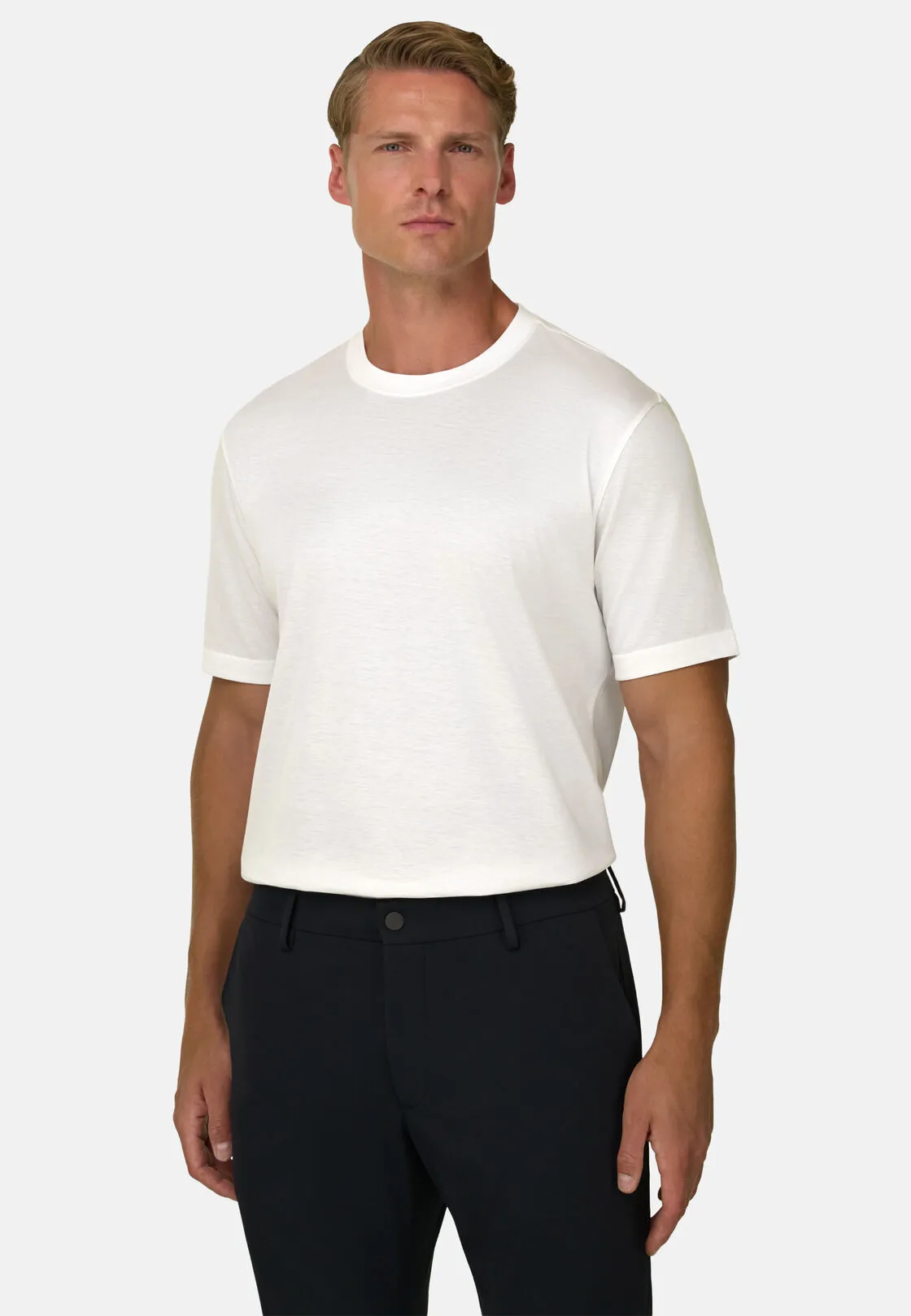 Boggi, T-shirt In Jersey Di Cotone Pima, Uomo, Bianco, Taglia: XXL - immagine 1