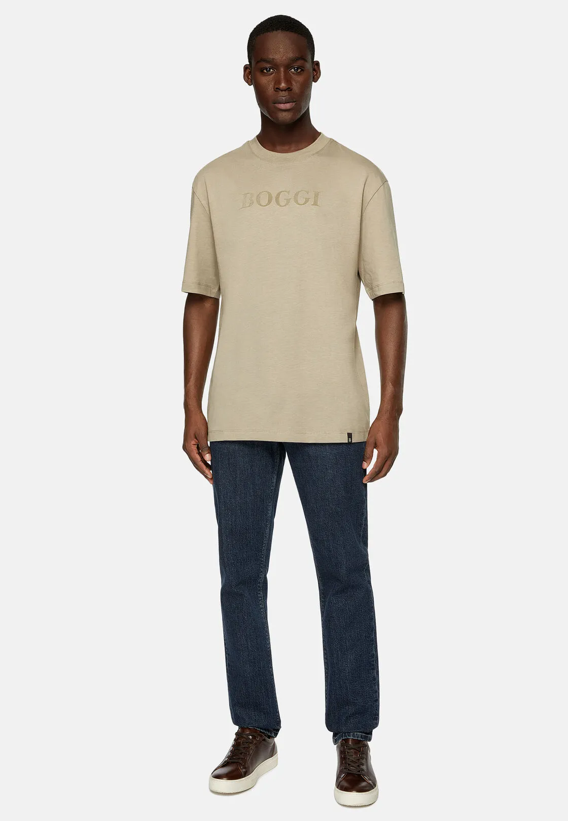 Boggi, T-shirt In Jersey Di Cotone, Uomo, Taupe, Taglia: L - immagine 2