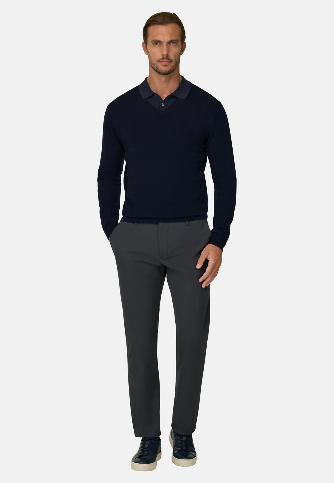 Boggi, Maglia Scollo V In Lana Merino Superfine, Uomo, Navy, Taglia: L - immagine 2