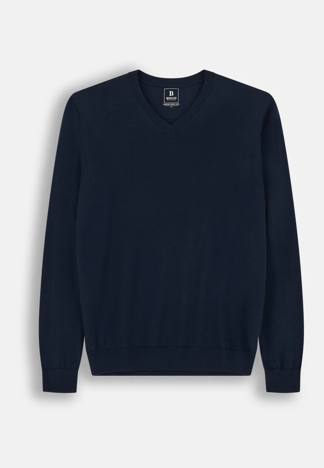 Boggi, Maglia Scollo V In Lana Merino Superfine, Uomo, Navy, Taglia: S - immagine 5