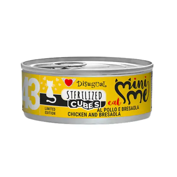 Disugual MiniMe Cat Adult Sterilizzati Cubes 85 gr Pollo con cubetti di bresaola - confezione da 12 pezzi - Cibo umido per gatti - immagine 1