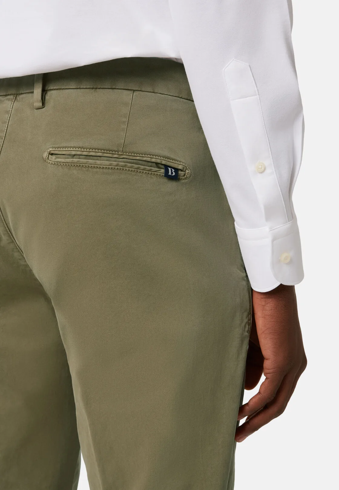 Boggi, Pantaloni In Cotone Elasticizzato, Uomo, Kaki, Taglia: 36 - immagine 4