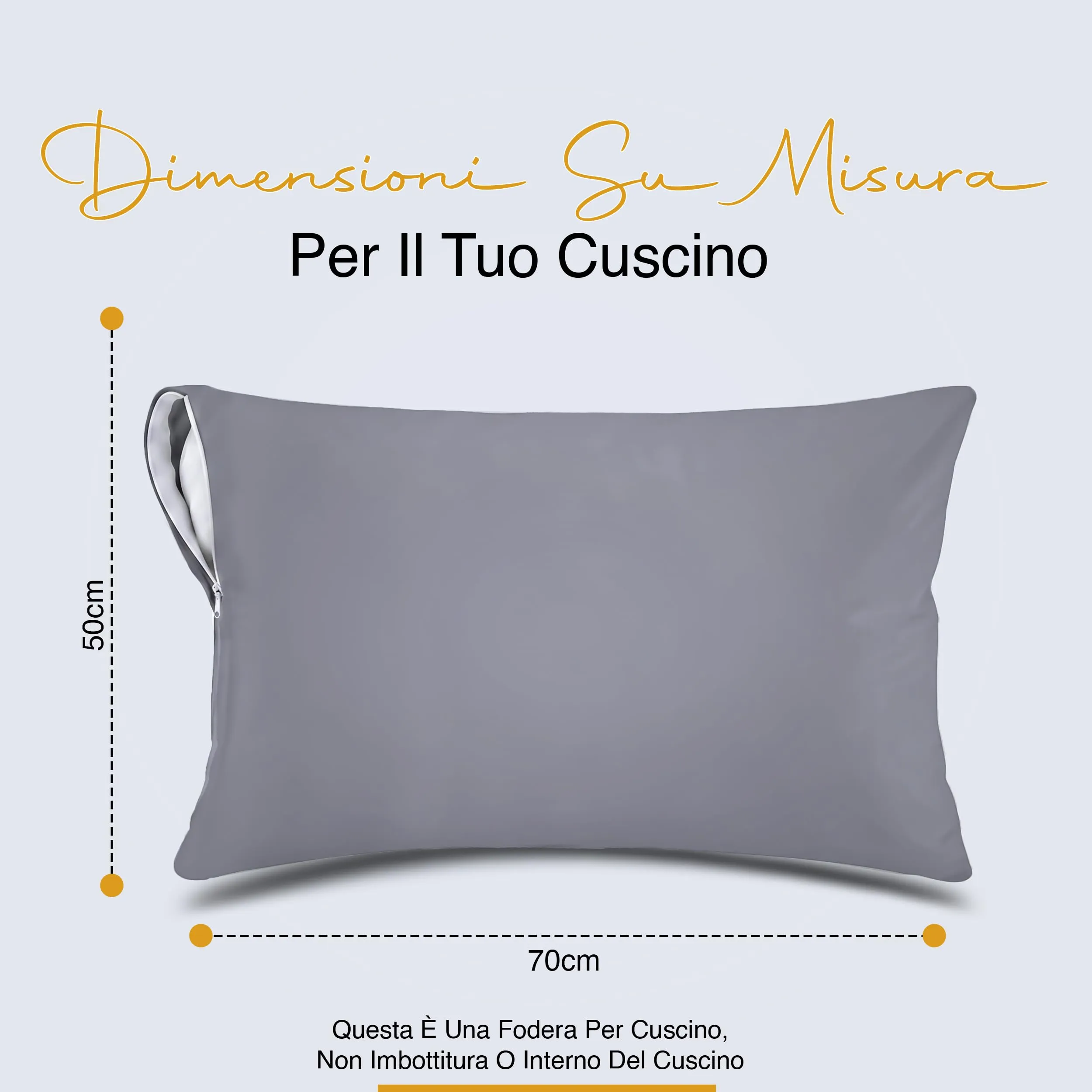 Copricuscini Impermeabili Con Cerniera Grigi 50 x 70 cm, Set Di 2, Anti Cimici - immagine 2