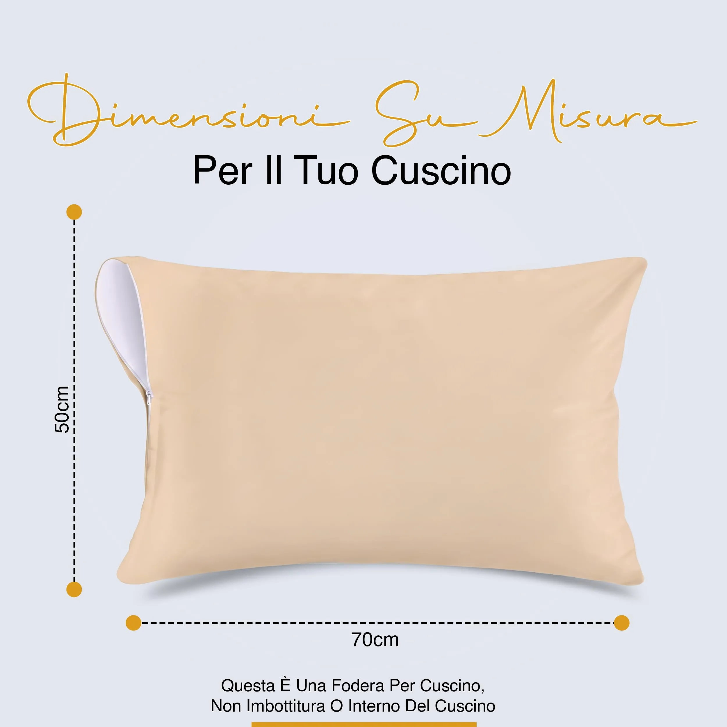 Copricuscini Impermeabili Con Cerniera Beige 50 x 70 cm, Set Di 2, Anti Cimici - immagine 2