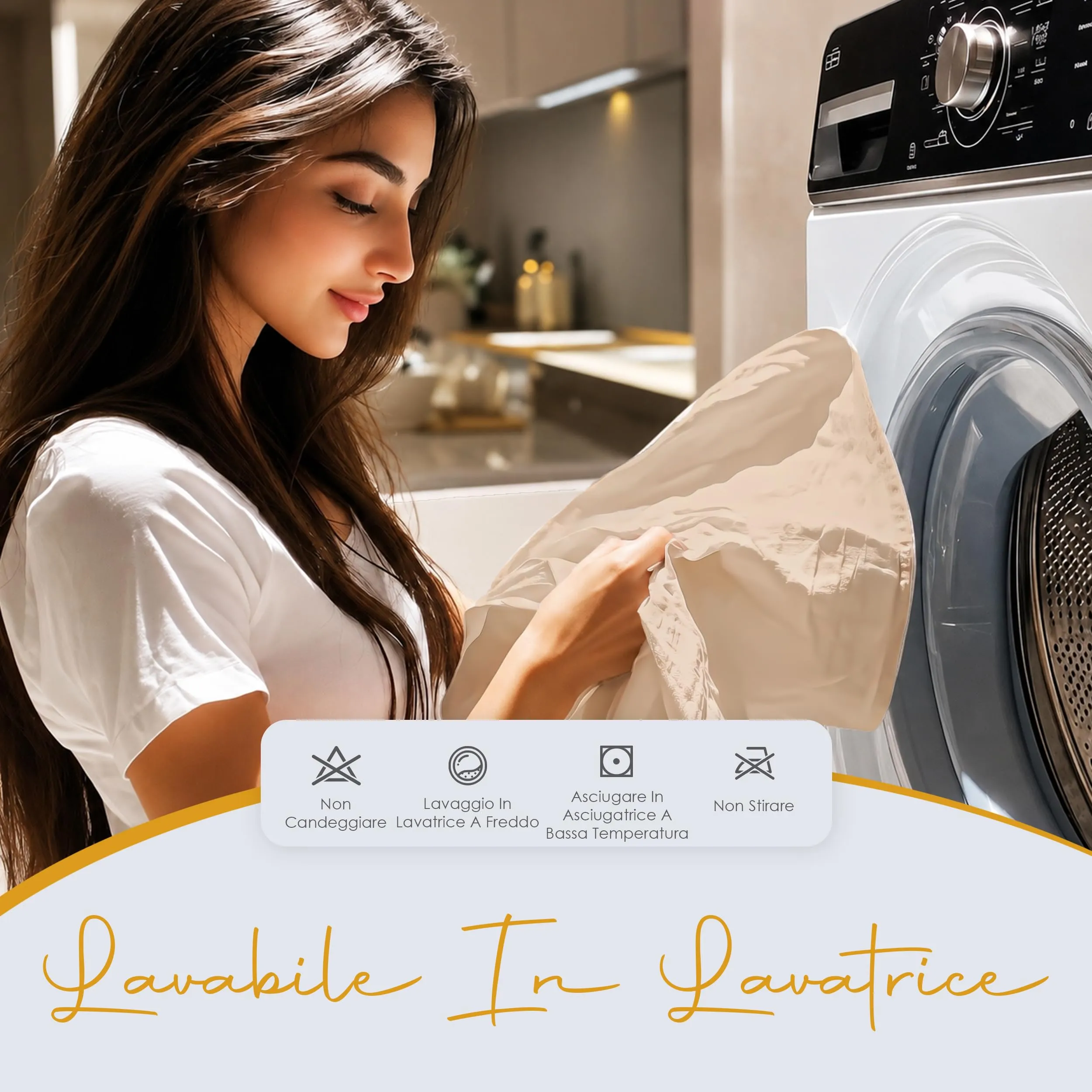 Copricuscini Impermeabili Con Cerniera Beige 65 x 65 cm, Set Di 2, Anti Cimici - immagine 6