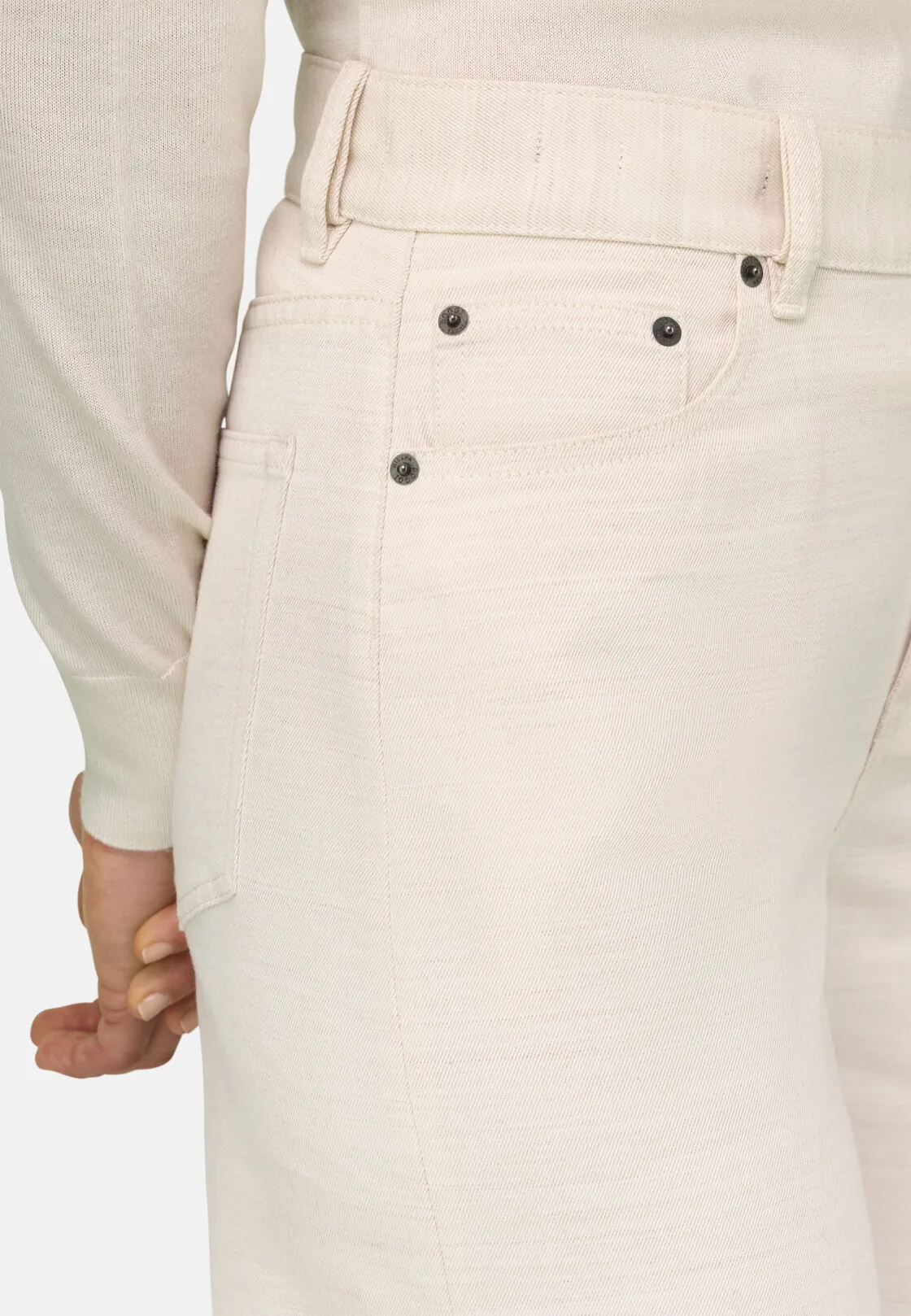 Boggi, Pantalone 5 Tasche Wide Leg, Donna, Crema, Taglia: L - immagine 3