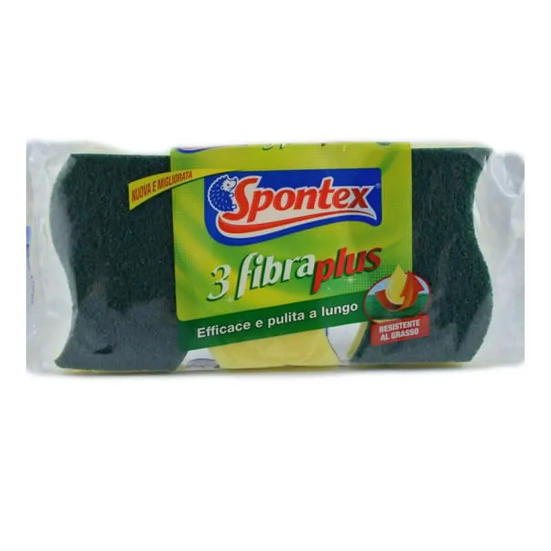 Spugne Spontex Fibra Plus con Retina - Confezione da 3 Pezzi - immagine 1