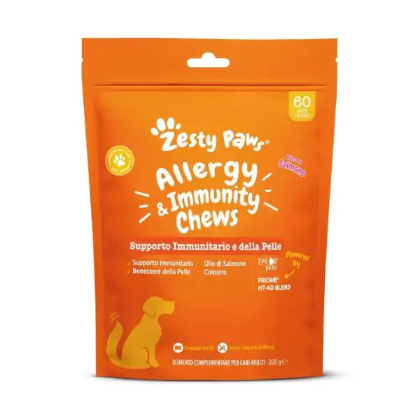 Zesty Paws Allergy&Immunity Supporto Immunitario e salute della pelle Chews per cani 60 compresse - Integratori per cani - immagine 1