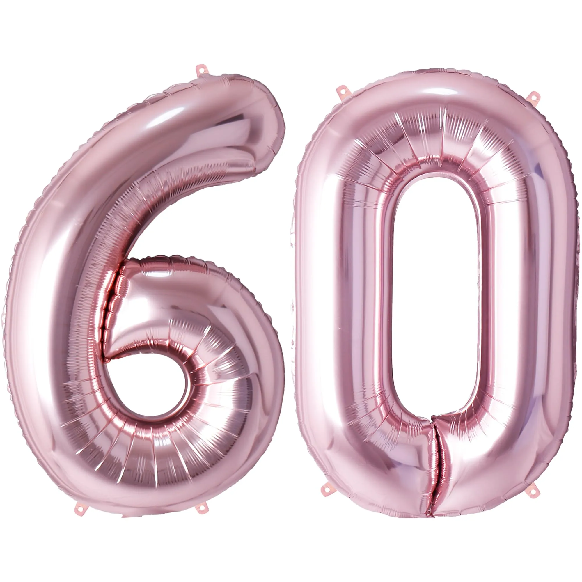 FUNFEST Palloncini Compleanno 60 Anni Oro Rosa – Numeri Giganti (100cm) - immagine 1