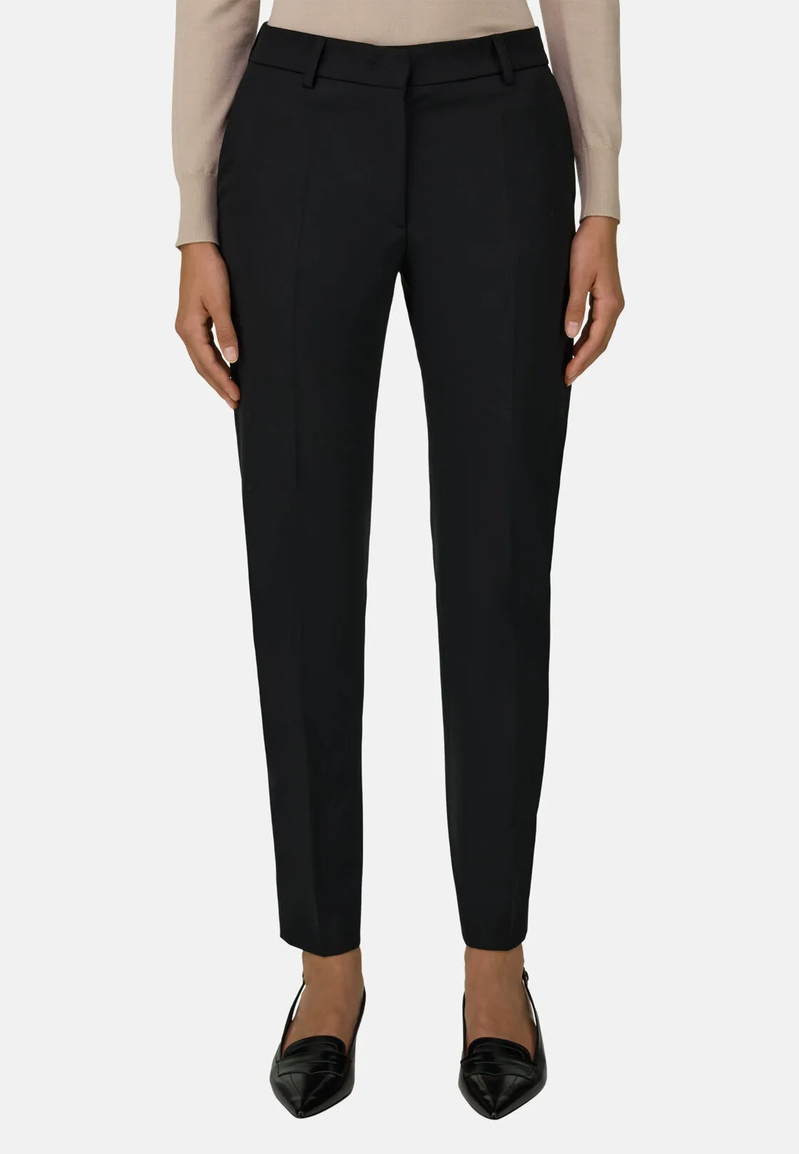 Boggi, Pantalone In Misto Lana Gamba Affusolata, Donna, Nero, Taglia: M - immagine 1