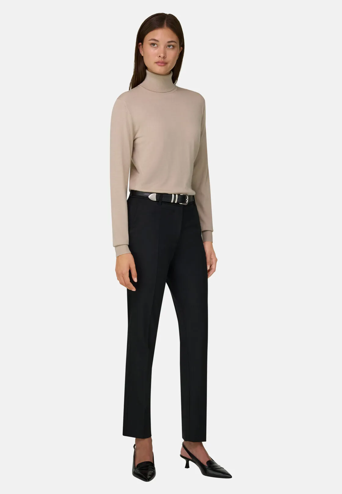 Boggi, Pantalone In Misto Lana Gamba Affusolata, Donna, Nero, Taglia: S - immagine 2