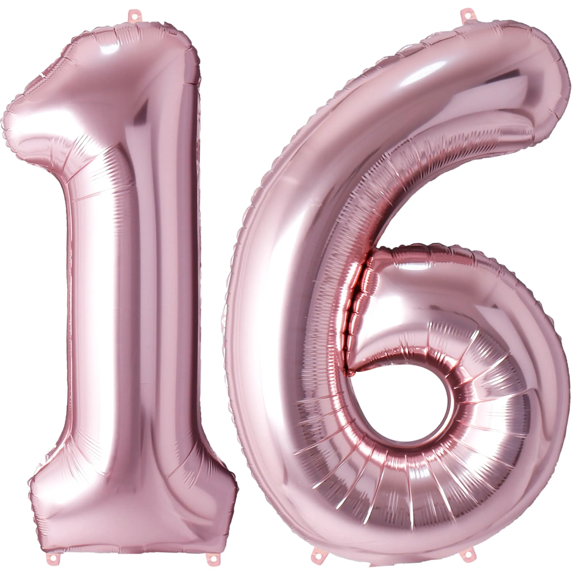 FUNFEST Palloncini Compleanno 16/61 Anni Oro Rosa – Numeri Giganti (100cm) - immagine 1