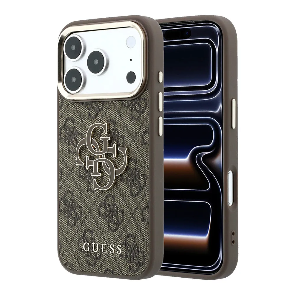 Custodia per Apple iPhone 18 Pro / 17 Pro, Guess, Logo 4G Grande in Resina, Marrone - immagine 1