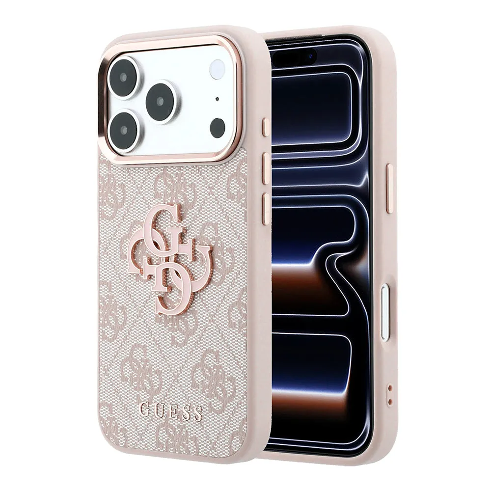 Custodia per Apple iPhone 18 Pro / 17 Pro, Guess, Logo 4G Grande in Resina, Rosa - immagine 1