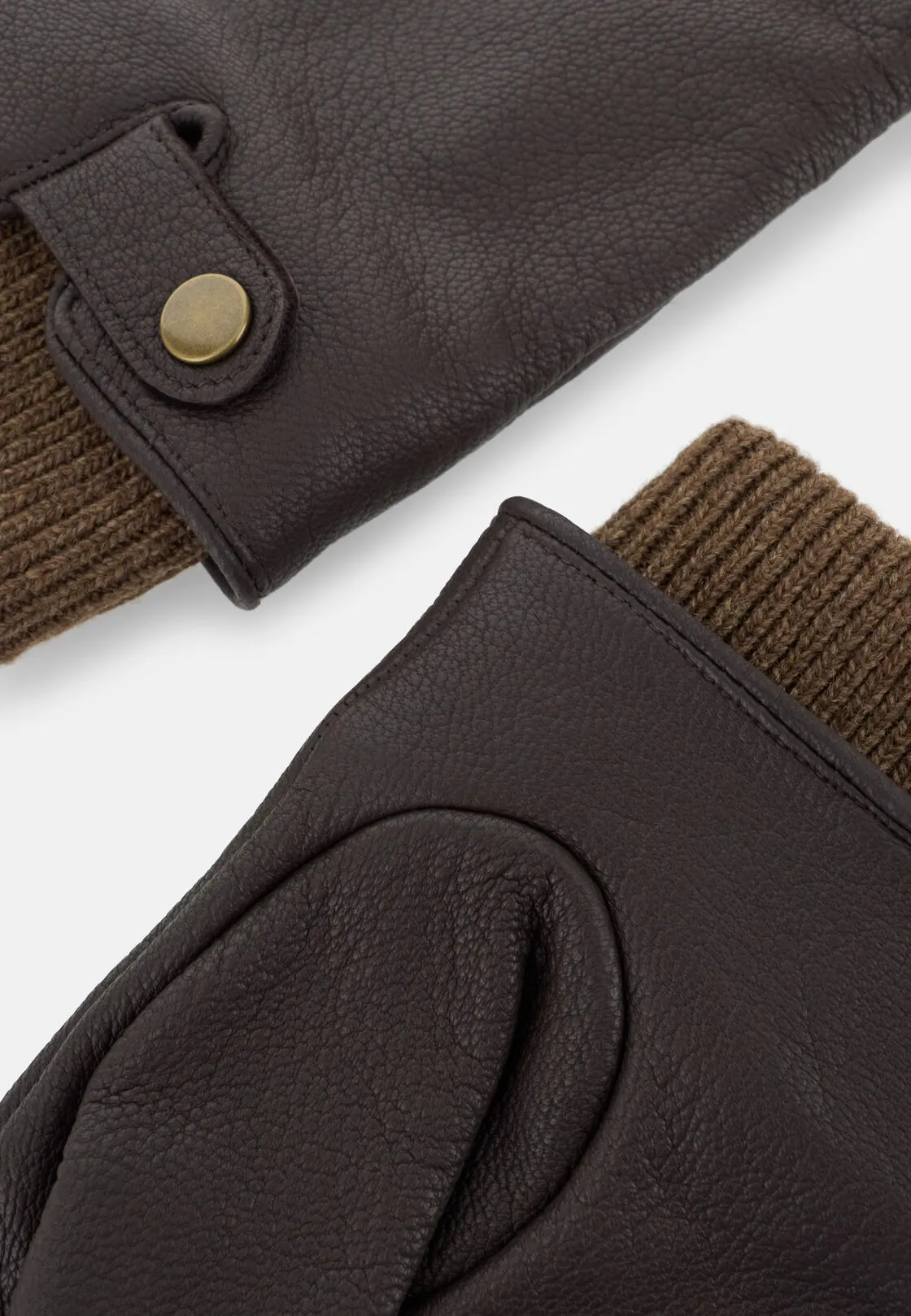 Boggi, Guanti In Pelle Bottalata Con Dettaglio In Maglia, Uomo, Marrone, Taglia: 8.5 - immagine 3