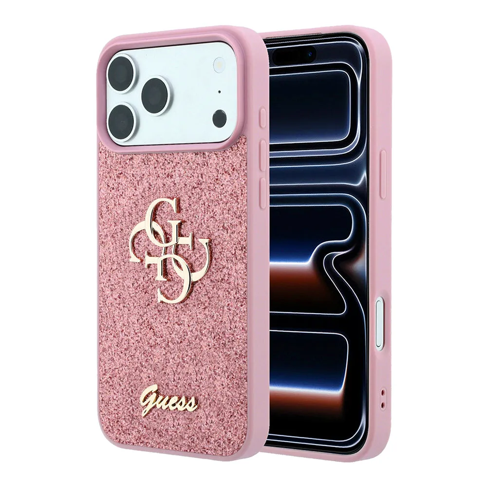 Custodia per Apple iPhone 18 Pro / 17 Pro, Guess, Fixed Glitter Big 4G, Rosa - immagine 1