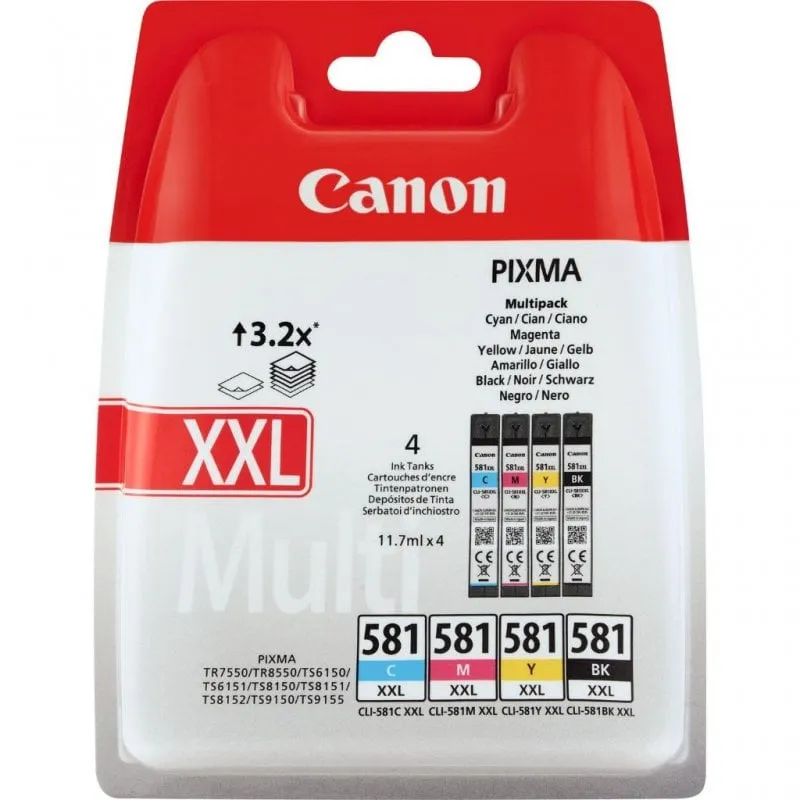 Canon Confezione multipla cartucce d'inchiostro CLI-581XXL BK/C/M/Y a resa elevata - immagine 1