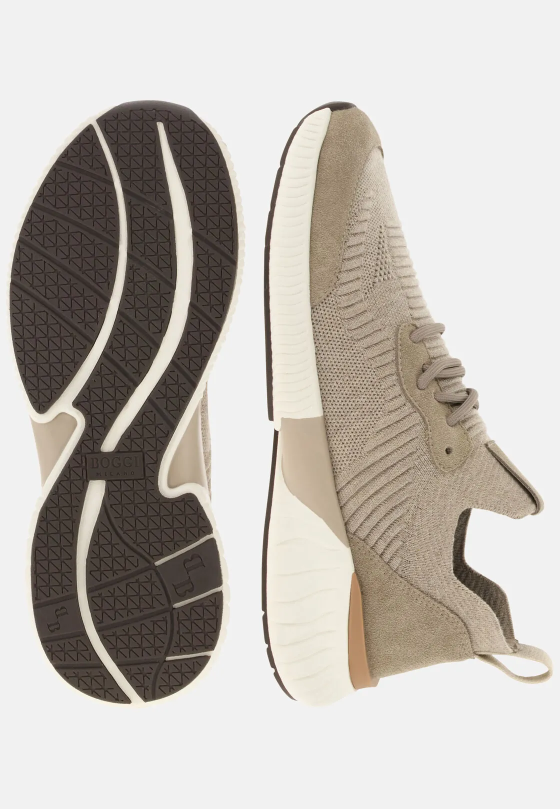 Boggi, Sneakers Willow In Misto Lana, Uomo, Sabbia, Taglia: 42-8 - immagine 4
