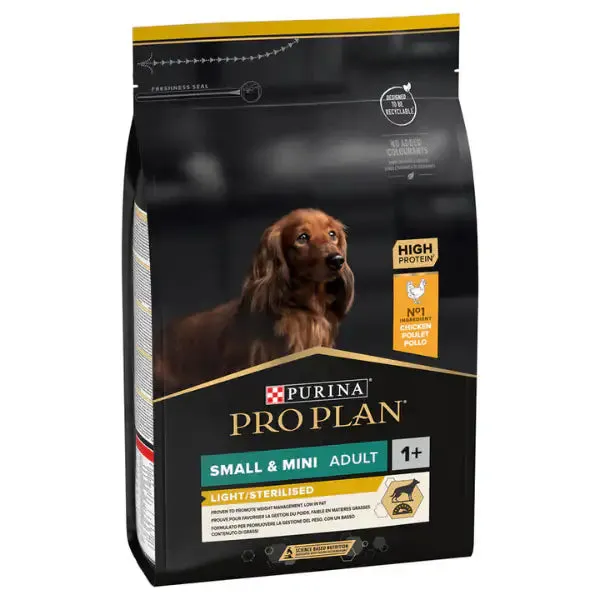 Purina Pro Plan Light/Sterilised Small e Mini Adult Crocchette Cane Pollo 3 kg (scadenza: 30/10/2026) - Croccantini per cani - immagine 1