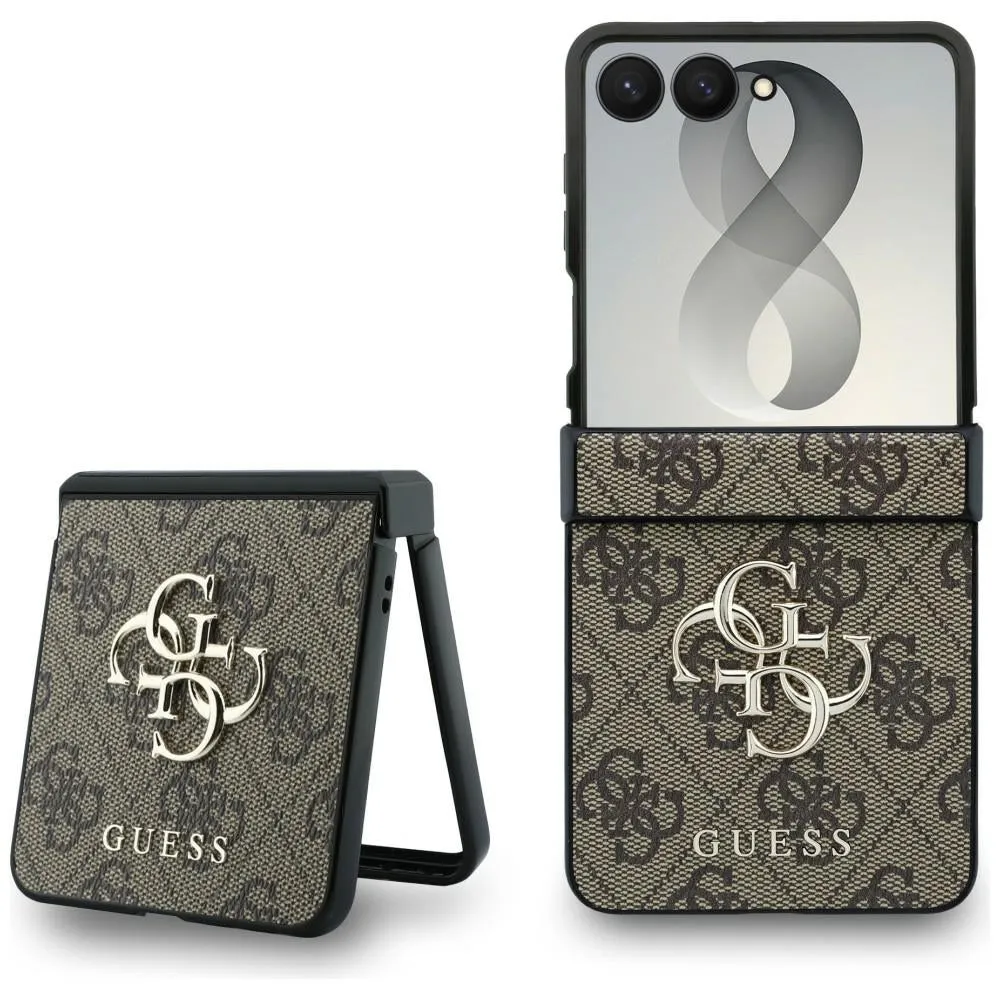 Custodia per Samsung Galaxy Z Flip8 F776, Guess, 4G Big Logo, Marrone - immagine 1