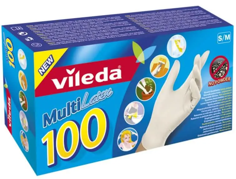 Guanti Vileda in Lattice 100 Pezzi - Taglia Piccola/Media per Uso Domestico - immagine 1