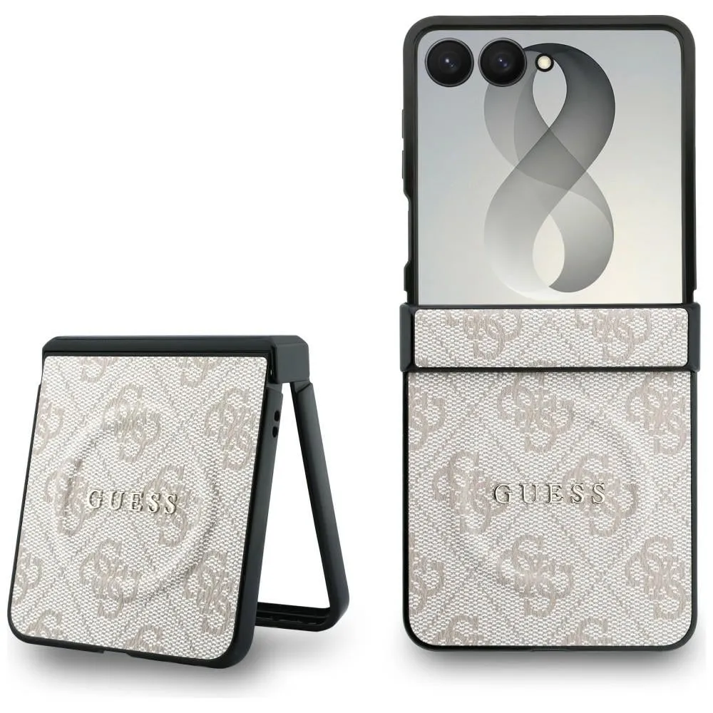Custodia MagSafe per Samsung Galaxy Z Flip8 F776, Guess, 4G Leather Classic, Rosa - immagine 1