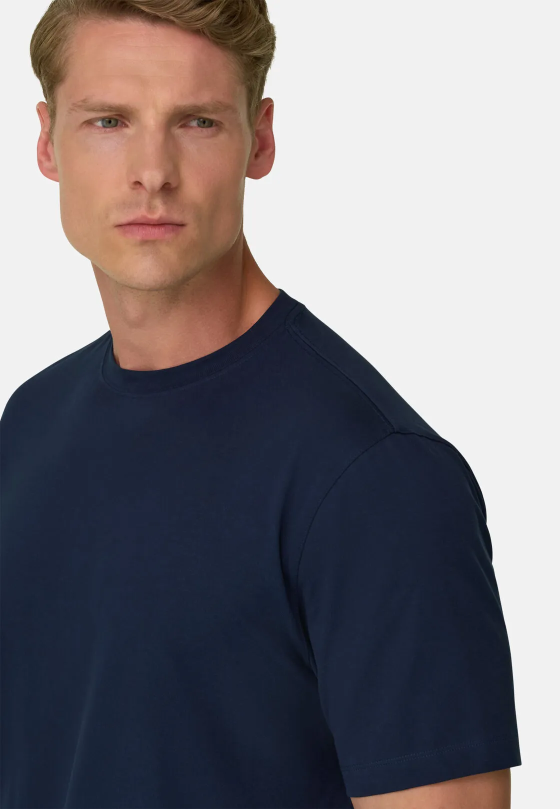 Boggi, T-shirt In Jersey Di Cotone Supima Elasticizzato, Uomo, Navy, Taglia: L - immagine 3