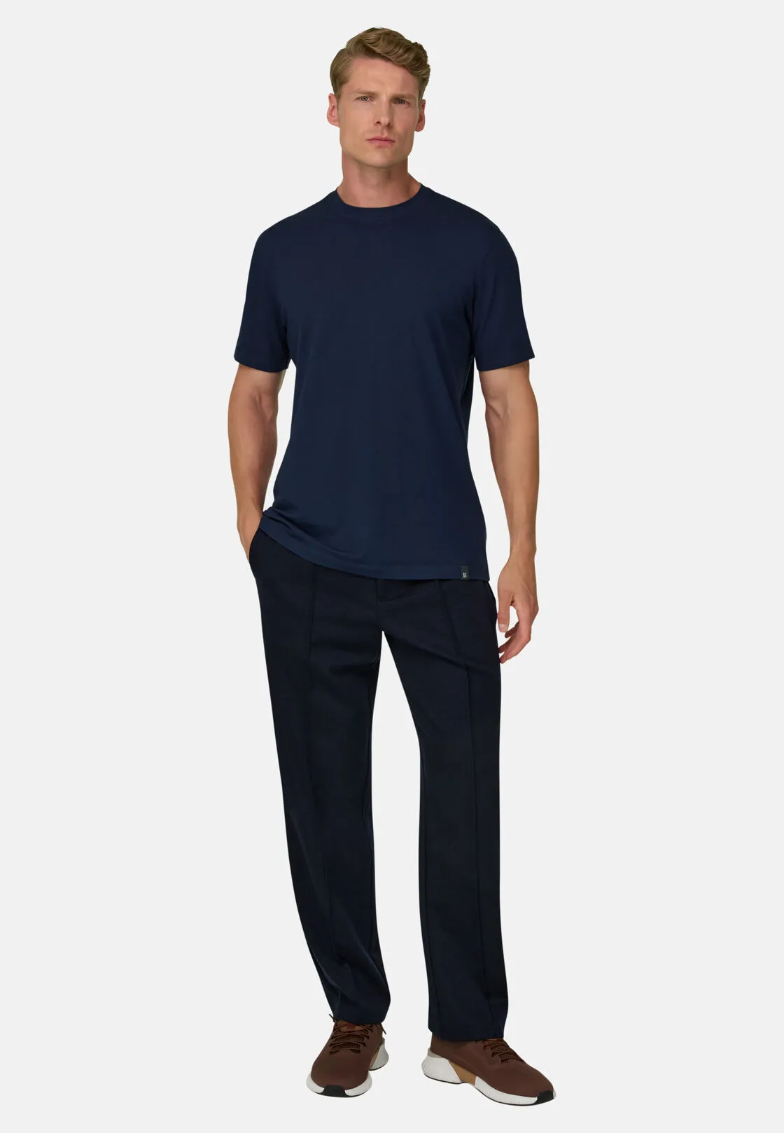 Boggi, T-shirt In Jersey Di Cotone Supima Elasticizzato, Uomo, Navy, Taglia: M - immagine 2