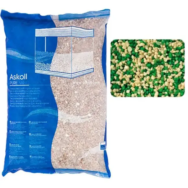 Pure Sand Sabbia decorativa naturale per Acquari Askoll 4 kg Bianco e verde granulometria 0,7/1,2 mm - immagine 1