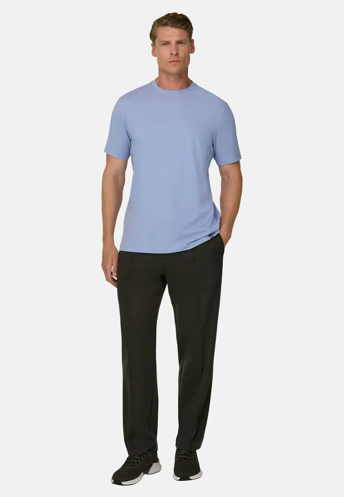 Boggi, T-shirt In Jersey Di Cotone Supima Elasticizzato, Uomo, Azzurro, Taglia: XL - immagine 2
