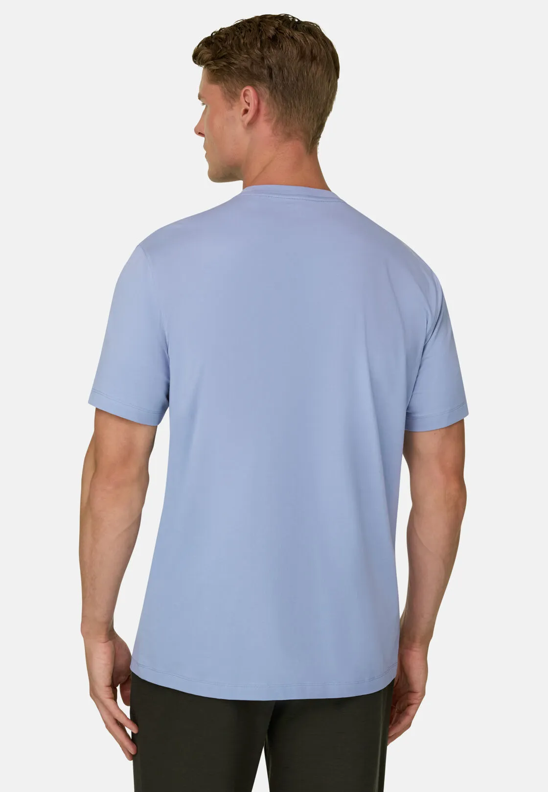 Boggi, T-shirt In Jersey Di Cotone Supima Elasticizzato, Uomo, Azzurro, Taglia: XL - immagine 4