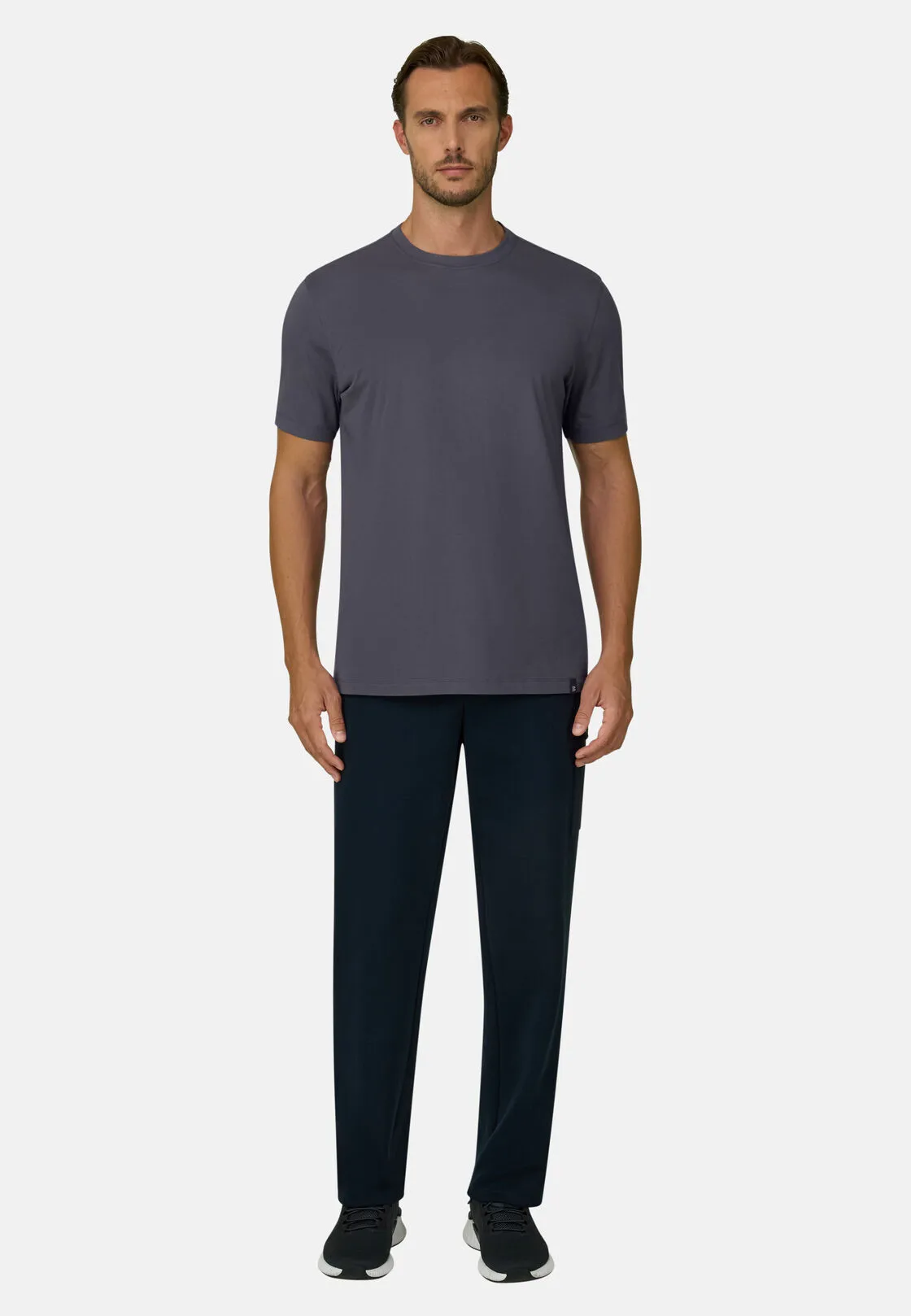 Boggi, T-shirt In Jersey Di Cotone Supima Elasticizzato, Uomo, Grigio scuro, Taglia: L - immagine 2