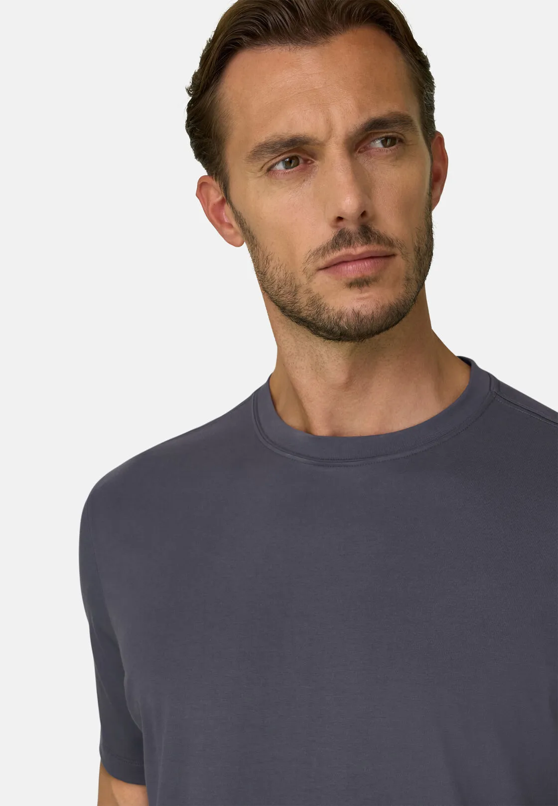 Boggi, T-shirt In Jersey Di Cotone Supima Elasticizzato, Uomo, Grigio scuro, Taglia: L - immagine 3