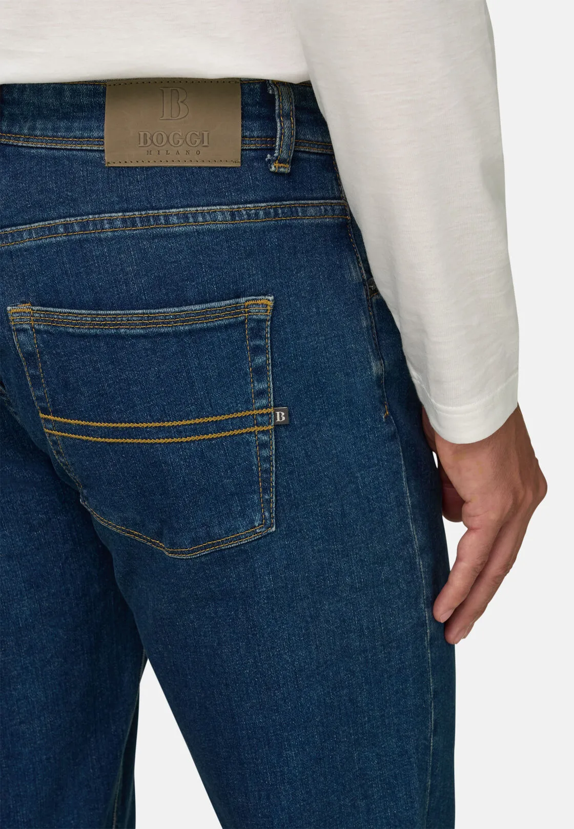 Boggi, Jeans In Denim Elasticizzato, Uomo, Blu, Taglia: 31 - immagine 3