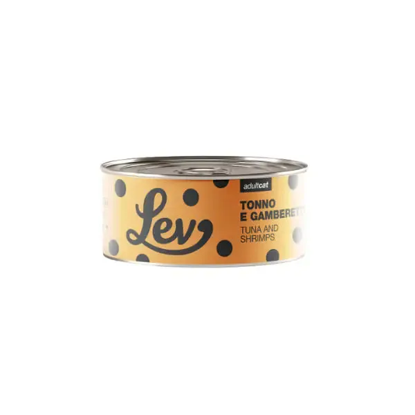 Lev Cat Adult Umido Complementare 140 gr Tonno e gamberetti - confezione da 6 pezzi - Cibo umido per gatti - immagine 1