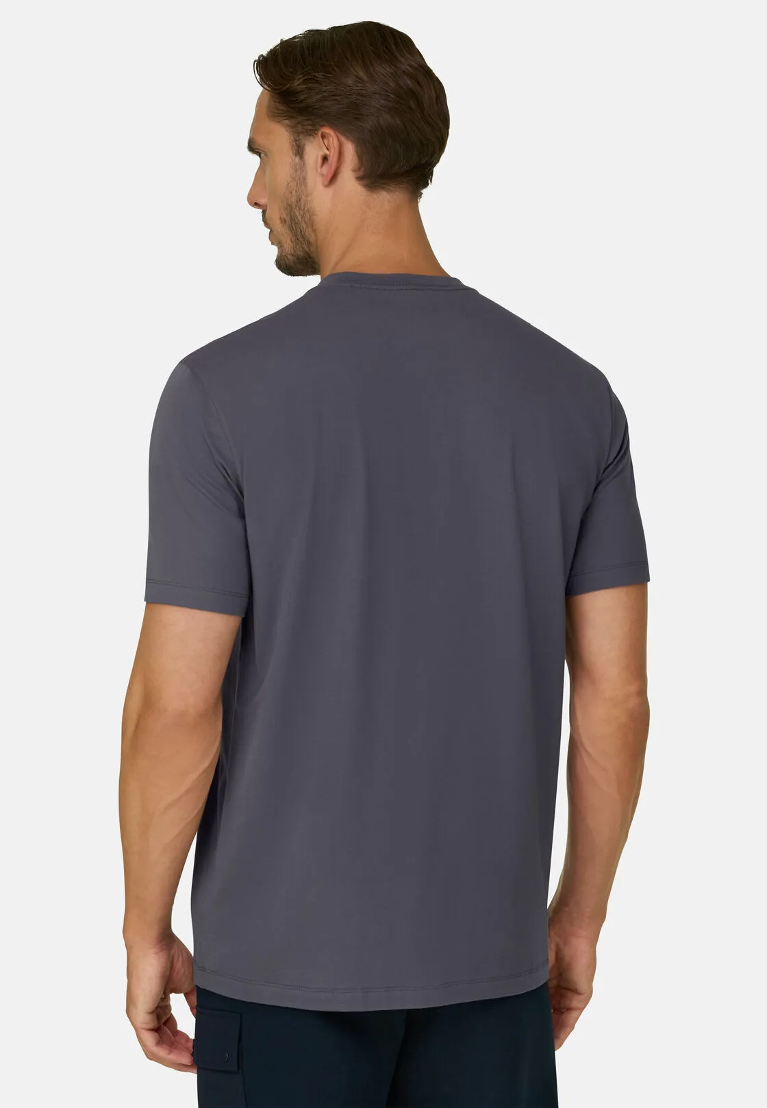 Boggi, T-shirt In Jersey Di Cotone Supima Elasticizzato, Uomo, Grigio scuro, Taglia: XL - immagine 4