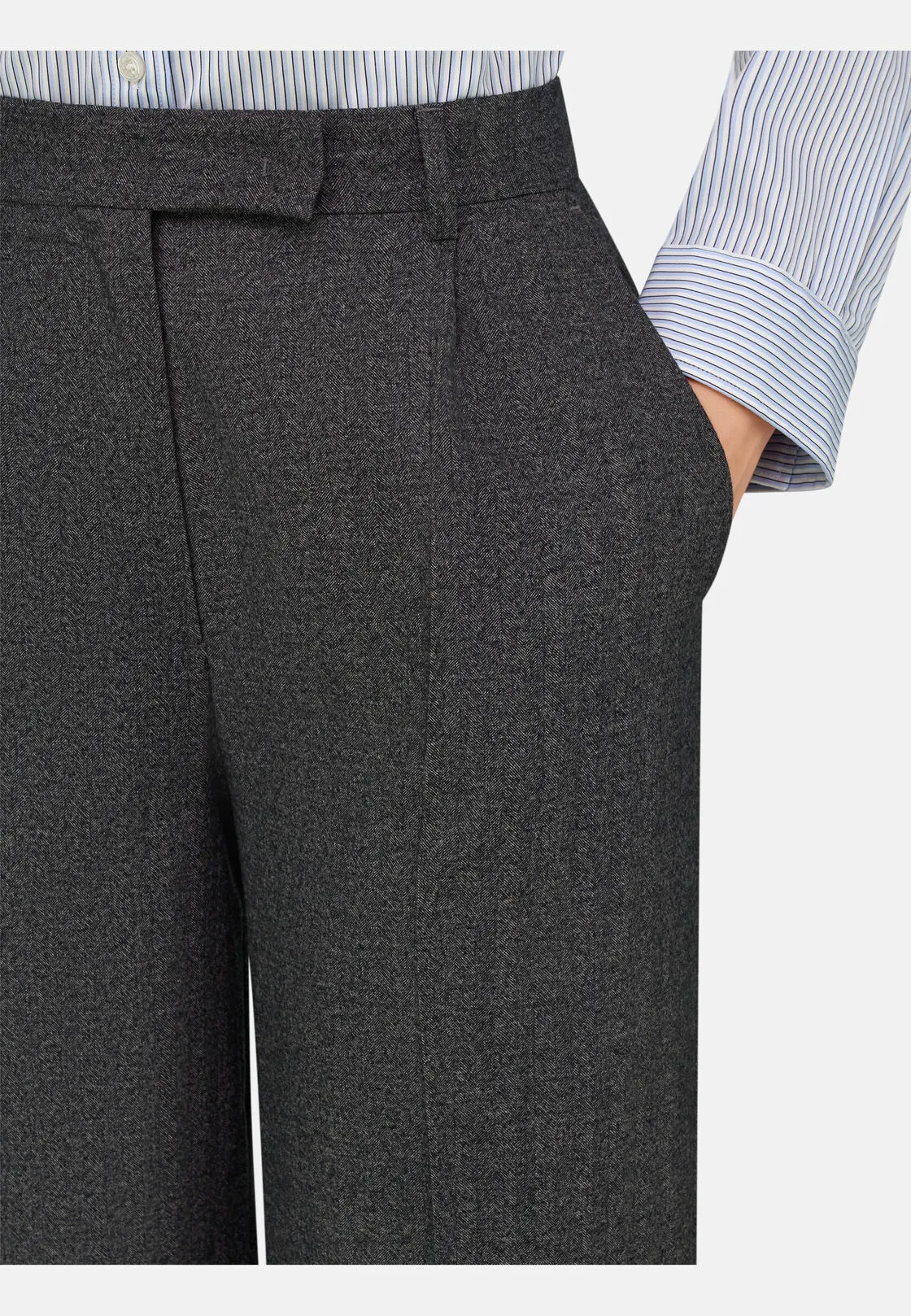 Boggi, Pantalone Di Lana Una Pince, Donna, Grigio, Taglia: XS - immagine 3