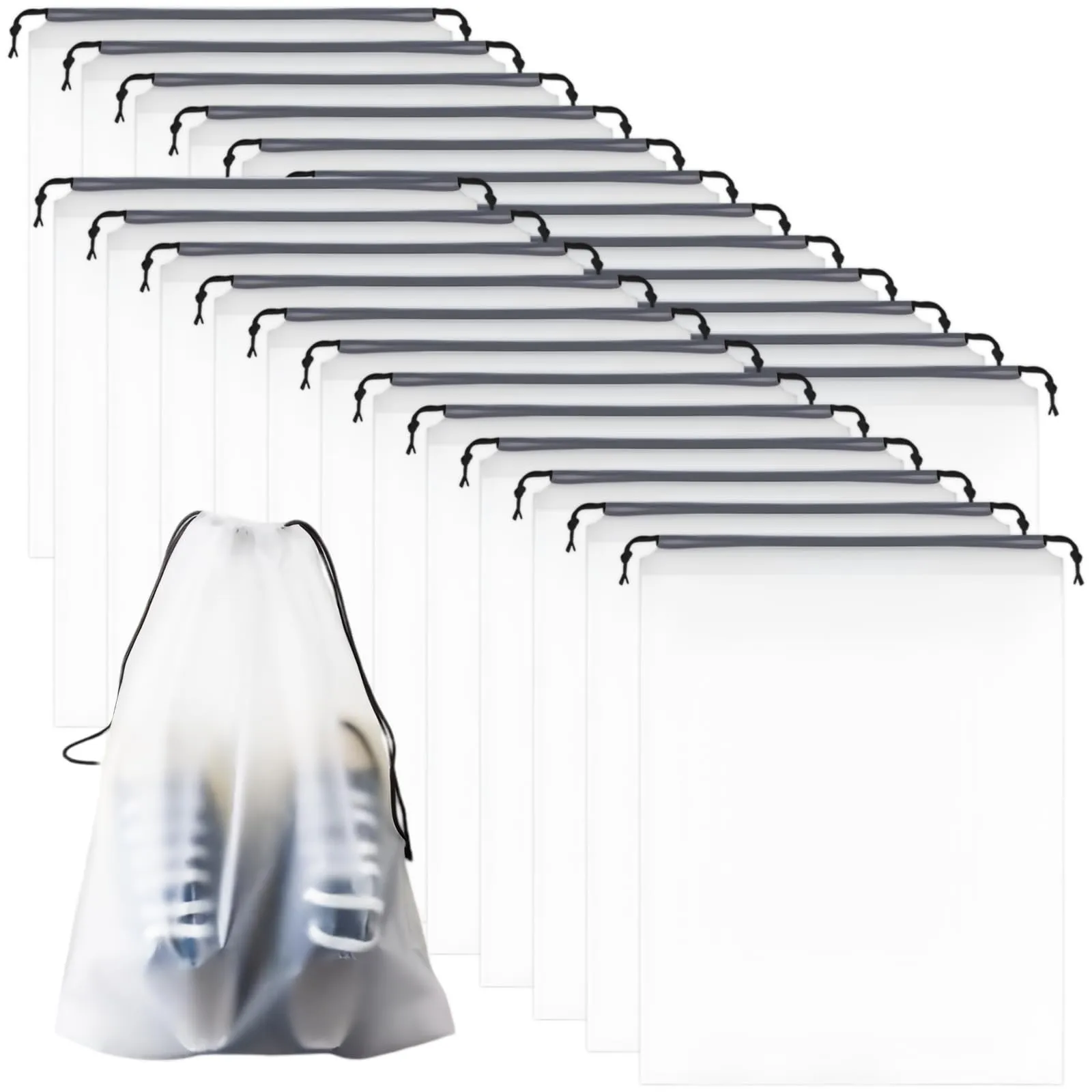 Borsa Scarpe da Viaggio 24 pezzi Borsa Calzature Coulisse Trasparente - immagine 1